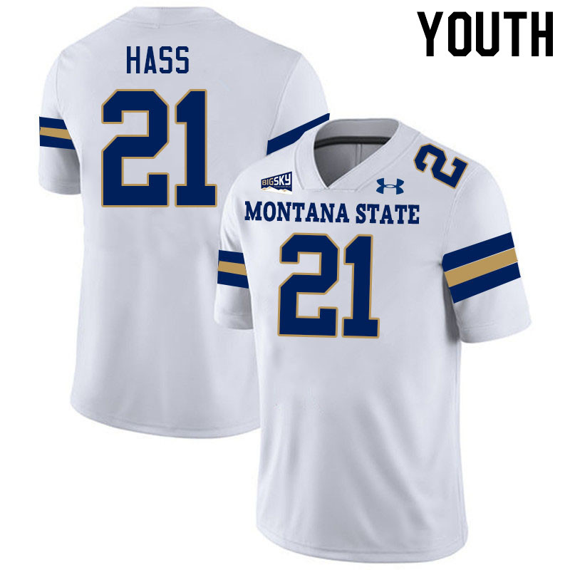 Youth #21 Don Hass Montana State Bobcats Jerseys Football Stitched-White